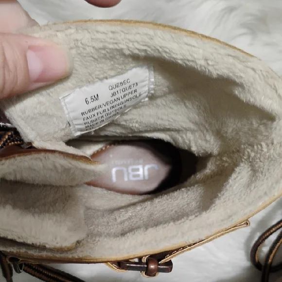 JBU Tan/Blue Big Kids Lace-Up Boots Sz.6.5 Or Women's 8/8.5 - Picture 11 of 12